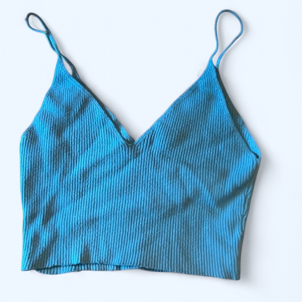 PACSUN Teal Ribbed Knit Crop Top